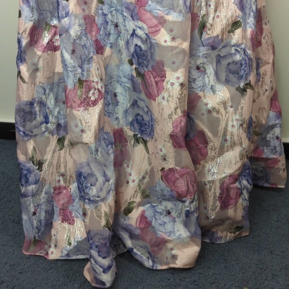 Aidan Mattox‎ Floral Print Crepe One-Shoulder Ball Gown Dress - Picture 7 of 14